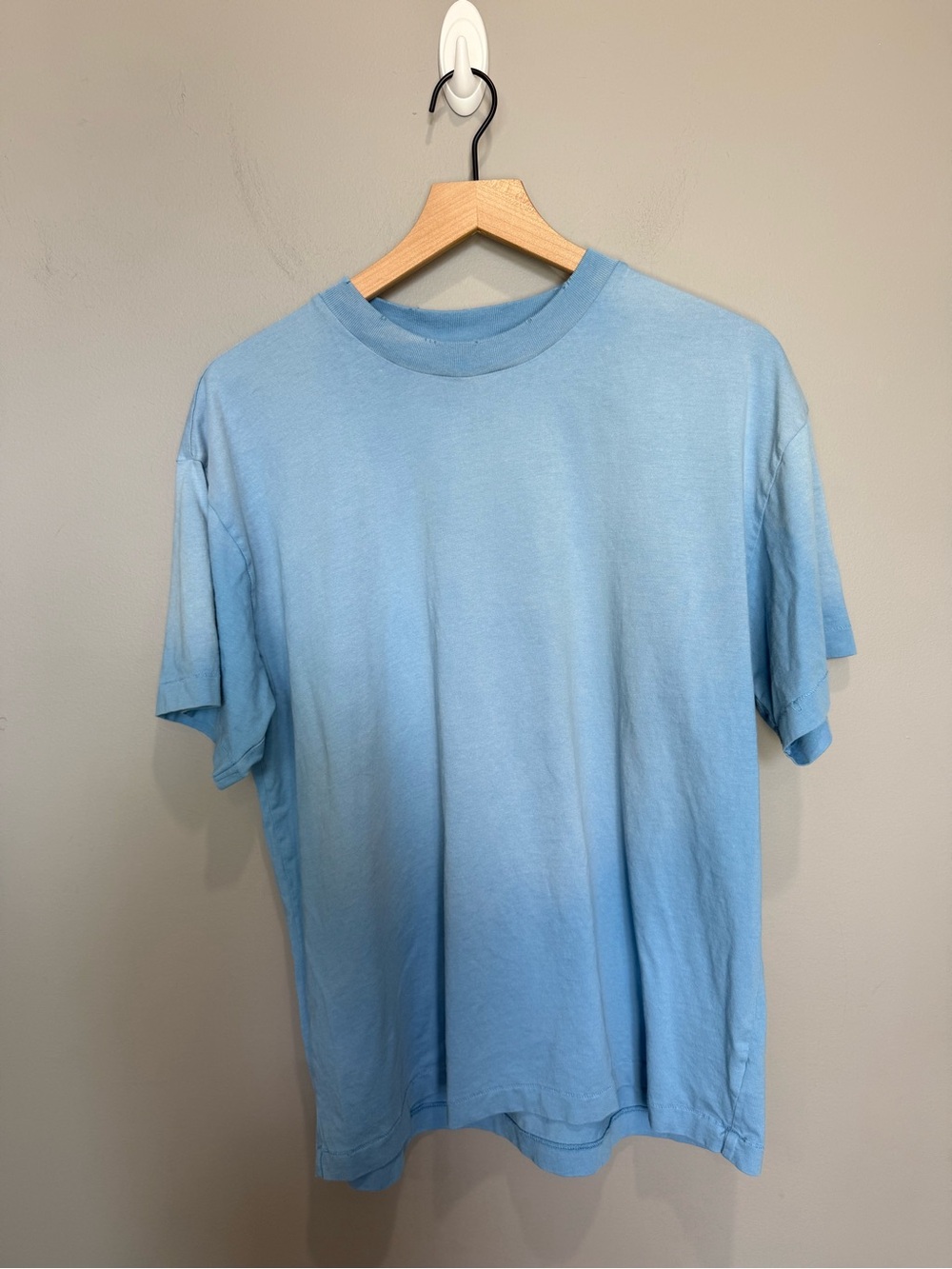 Elwood short sleeve crewneck tee in a soft washed light blue. Clean minimalist b